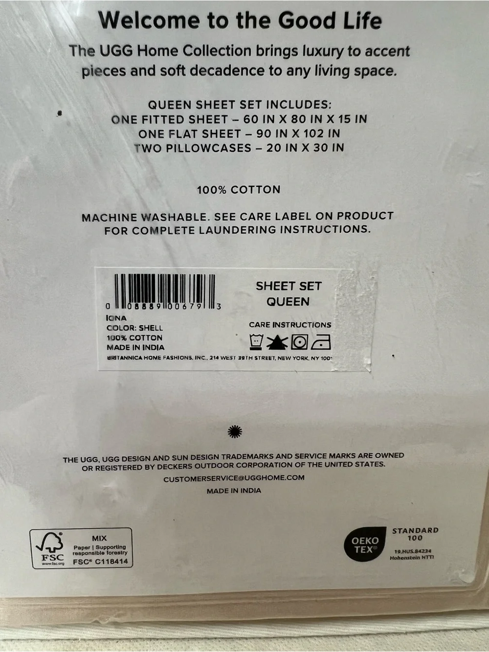 UGG queen sheet